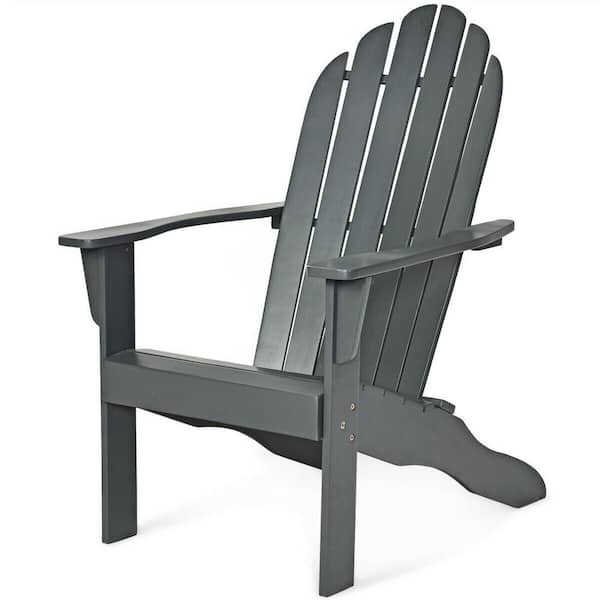 Gray Outdoor Acacia Wood Adirondack Chair 350 lbs. Solid Wood Garden Chair for Garden Yard Patio Lawn