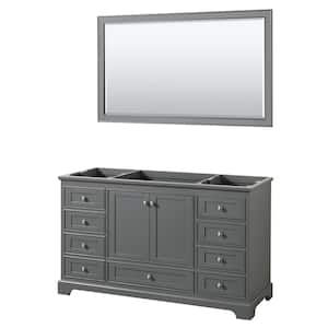 Deborah 59.25 in. W x 21.5 in. D Vanity Cabinet with 58 in. Mirror in Dark Gray