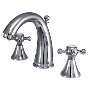 English Country 8 in. Widespread 2-Handle Bathroom Faucets with Brass Pop-Up in Polished Chrome