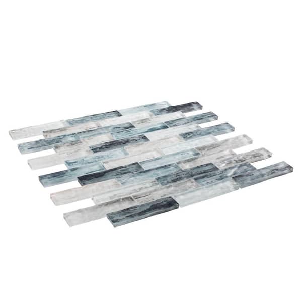 Giovan Islandia Blue/Light Blue 11 3/4 in. x 11 3/4 in. Textured Glass Brick Joint Mosaic Tile (4.8 sq. ft./Case)