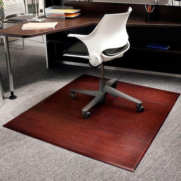 Bamboo Chair Mat For Office Carpet or Wood Floors. Tri-Fold