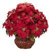 Nearly Natural 22in. H Red Poinsettia With Decorative Planter Silk ...