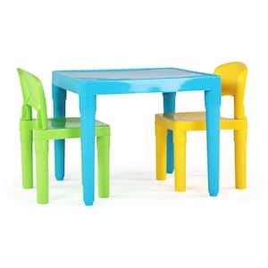 Playtime 3-Piece Aqua Kids Plastic Table and Chair Set