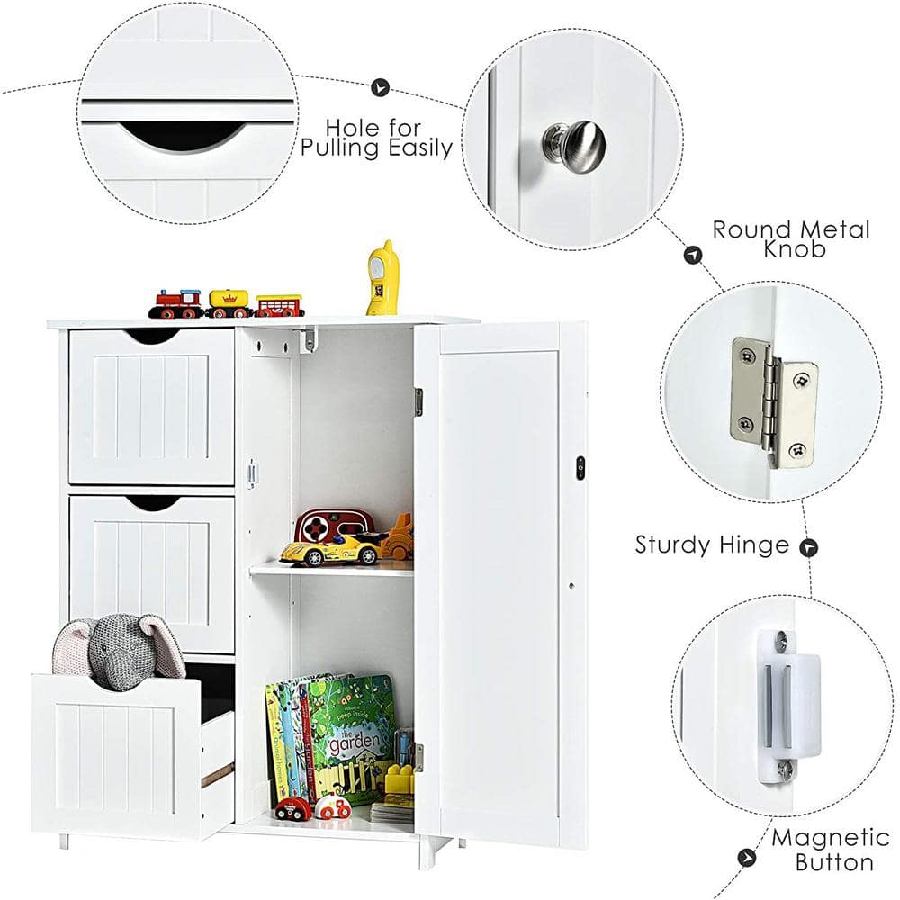 White MDF Living Room Cabinet with Adjustable Shelving