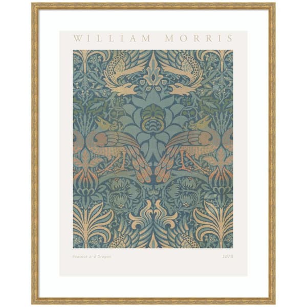 Mila "William Morris Peacock and Dragon" by The Art Institute of Chicago Abstract Framed Art Print 42 in. x 34 in.