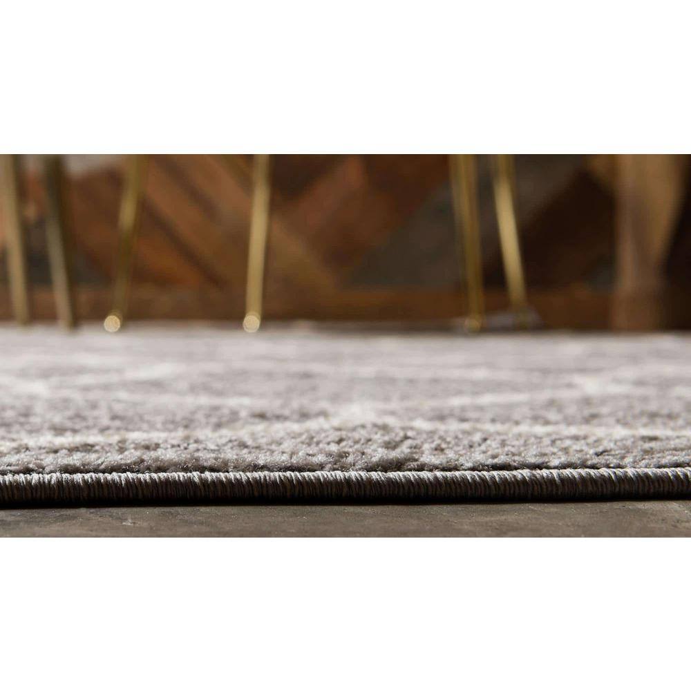 7' Round Light Gray/Ivory Trellis Synthetic Area Rug