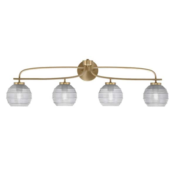 Lighting Theroy Olympia 37.5 in. 4-Light New Age Brass Vanity Light