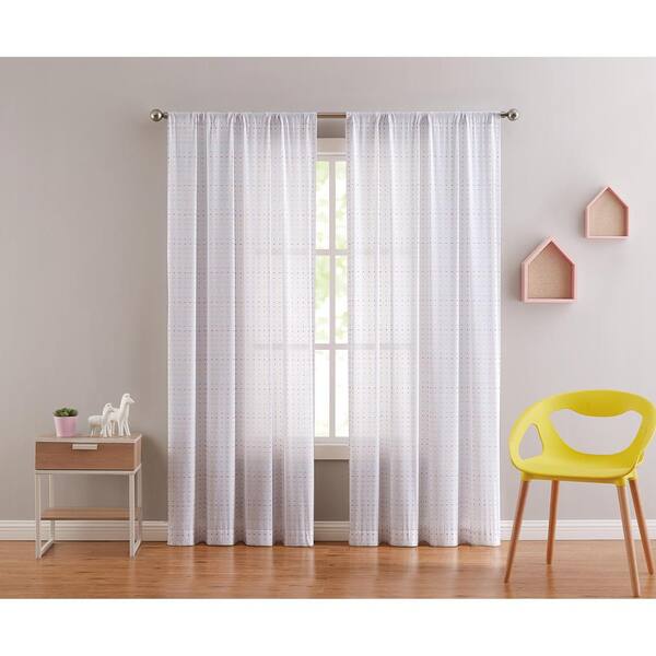 My World Rainbow Clipped Dot 84 in. x 50 in. White Window Curtain