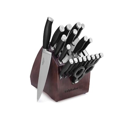 Contemporary 20-Piece No Stain Steel Self Sharpening Assorted Kitchen Cutlery Knife Set with Knife Block