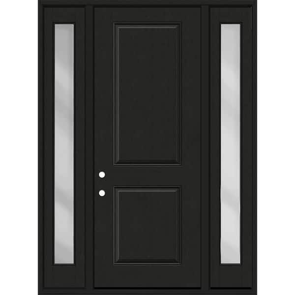 Regency 68 in. x 96 in. 2P Squaretop LHIS Onyx Stain Mahogany Fiberglass Prehung Front Door with Clear 14 in. SLs 6-9/16