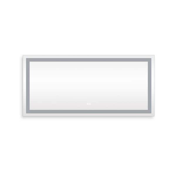 60 in. W x 28 in. H Rectangular Frameless LED Lighted Anti-Fog Wall Mounted Bathroom Vanity Mirror
