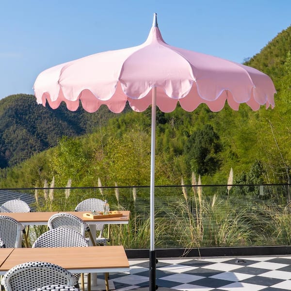 6ft pink patio umbrella Garsing 7FT Outdoor Pink Curve Pagoda Market Patio Umbrella - UPF 50+,  Heavy Duty Aluminum Frame, for Garden Poolside F-7Ft-Pagoda Curve-Pink