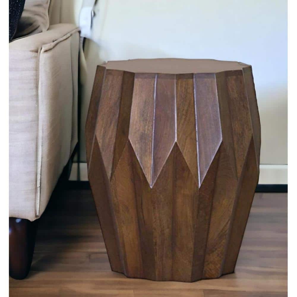 16.4 in. Dark Brown Specialty Wood End Table