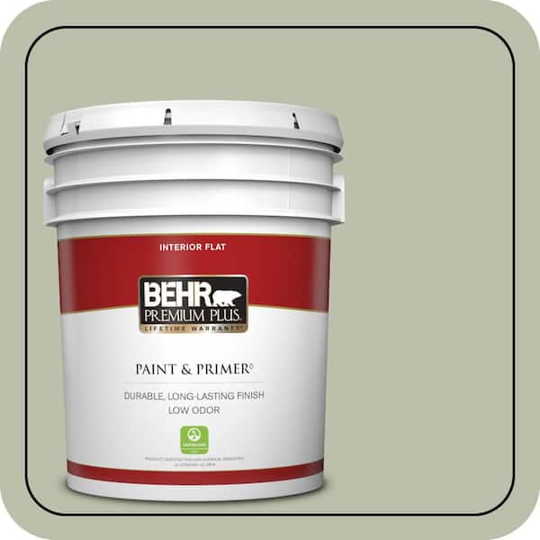 BEHR PREMIUM PLUS 5 gal. #S380-3 Urban Nature Flat Low Odor Interior Paint & Primer