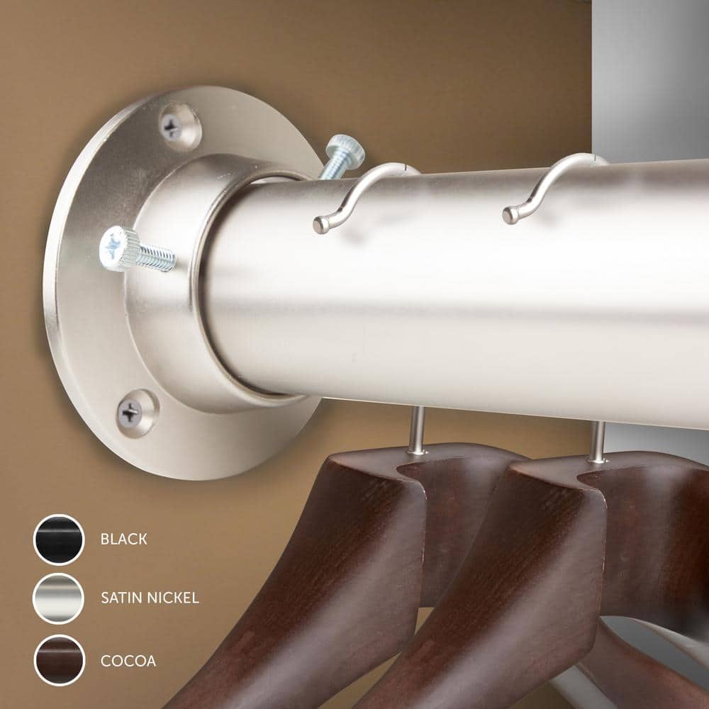 Satin Nickel Adjustable Steel Curtain Pole with Sockets