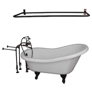 5 ft. Acrylic Ball and Claw Feet Slipper Tub in White Oil Rubbed Bronze Accessories