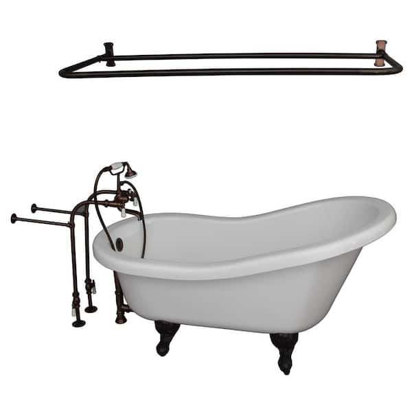 Barclay Products 5 ft. Acrylic Ball and Claw Feet Slipper Tub in White Oil Rubbed Bronze Accessories