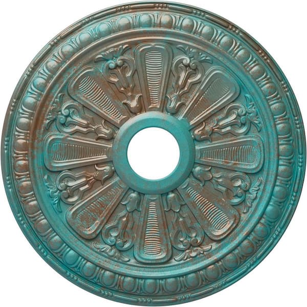 Ekena Millwork 1 in. x 23-1/2 in. x 23-1/2 in. Polyurethane Bristol Ceiling Medallion, Copper Green Patina