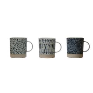 16 oz. Hand-Stamped in Multi Color Stoneware Mug (Set of 3)