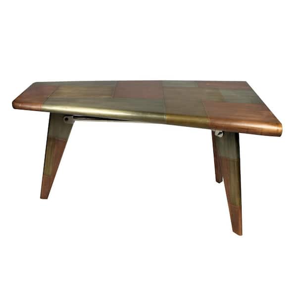 55 in. U-Shaped Copper Aluminum 0-Drawer Computer Desks