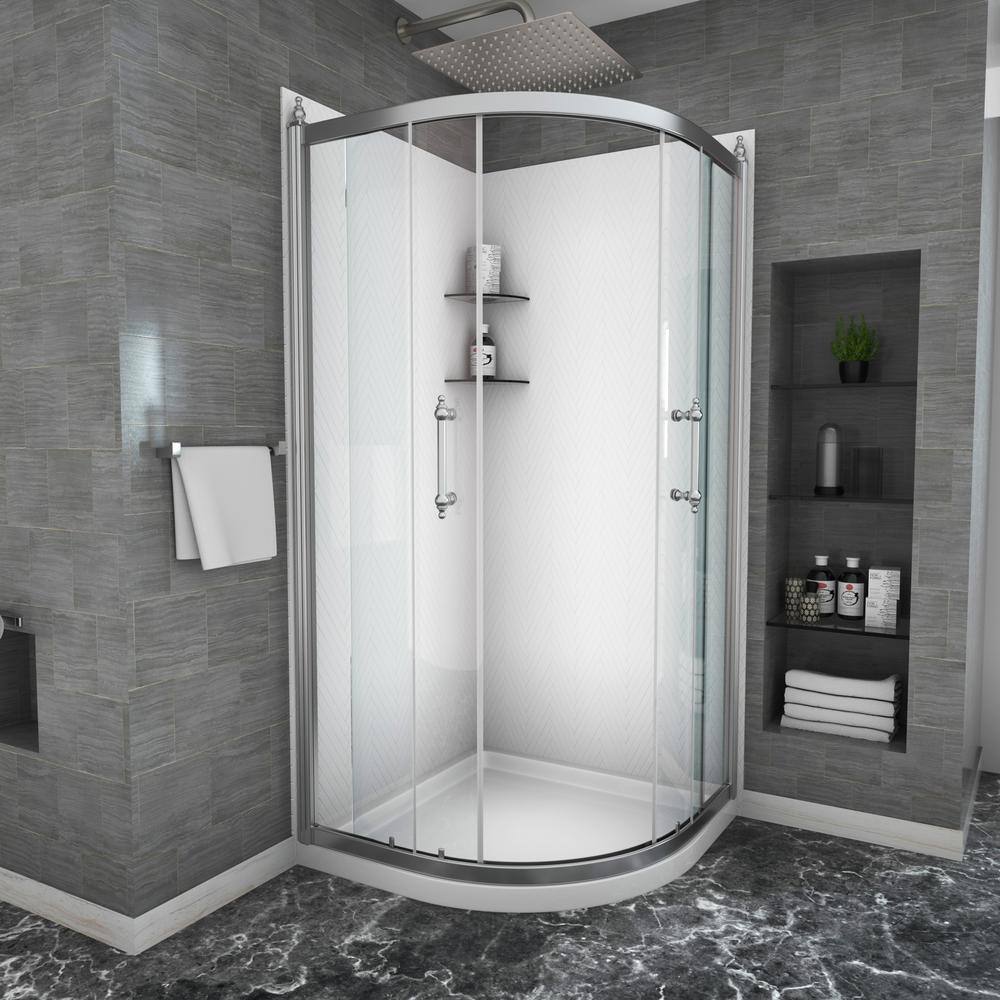 Chrome Frameless Neo-Round Corner Shower Enclosure, 36" x 72"