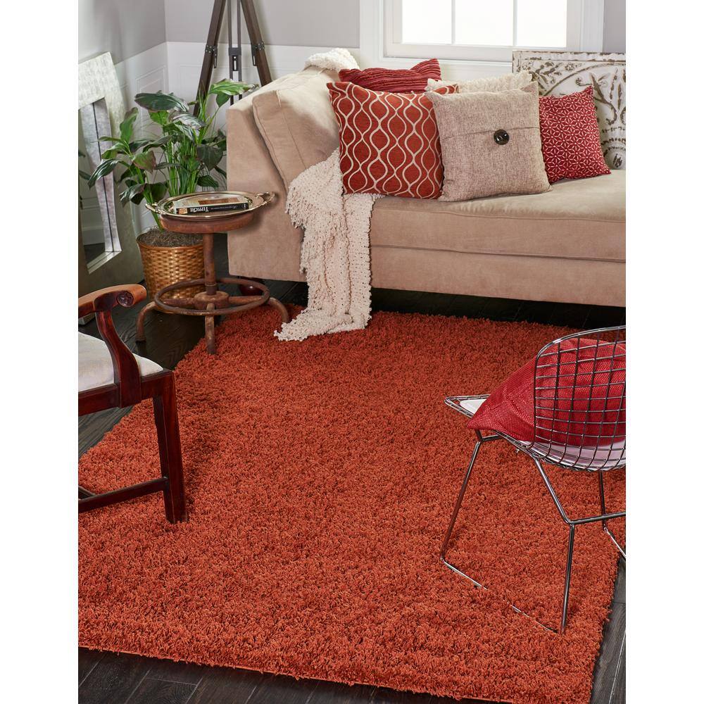 4' x 6' Blue Solid Shag Synthetic Washable Rug