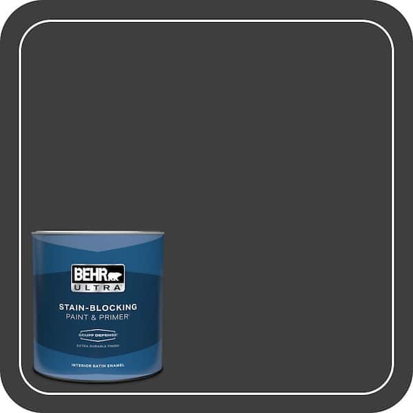 BEHR ULTRA 1 qt. #N520-7 Carbon Extra Durable Satin Enamel Interior Paint & Primer