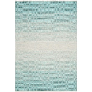 Montauk Turquoise/Ivory 6 ft. x 9 ft. Striped Distressed Geometric Area Rug
