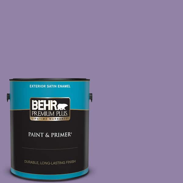 BEHR PREMIUM PLUS 1 gal. #650D-5 Fabulous Grape Satin Enamel Exterior Paint & Primer