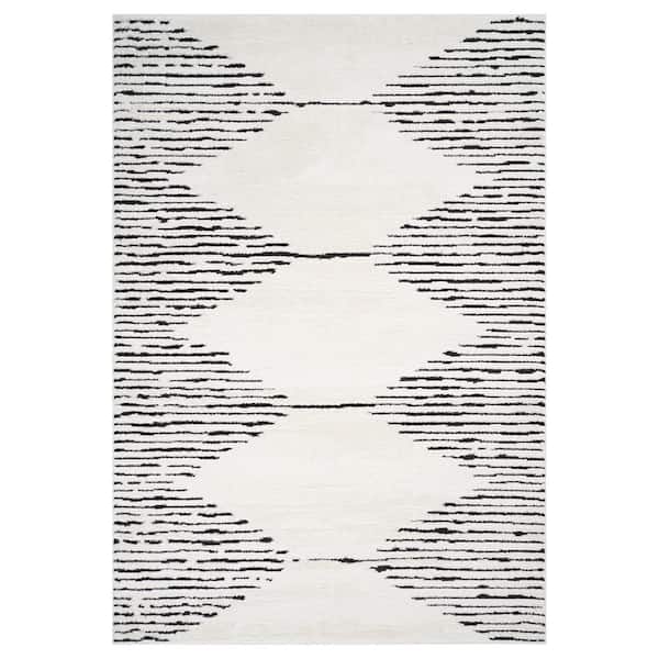 Monotone 2 x 3 White Moraccan Pattern Area Rug for High Traffic Living Room Dining Room Bedroom