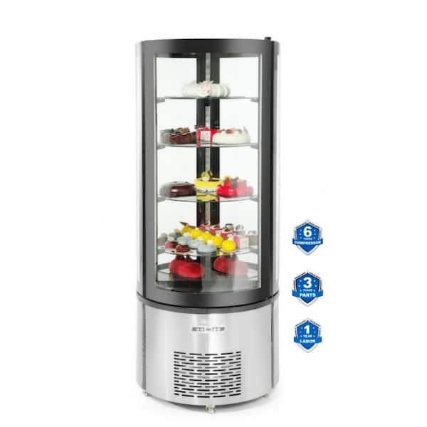 12.7 cu. ft. Commercial Upright Refrigerated Curved Round Glass Cake Case Display in Stainless