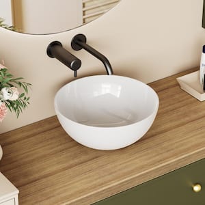 Round Sink 14 in. Bathroom Sink Ceramic Vessel Sink Bathroom Sink Modern in White