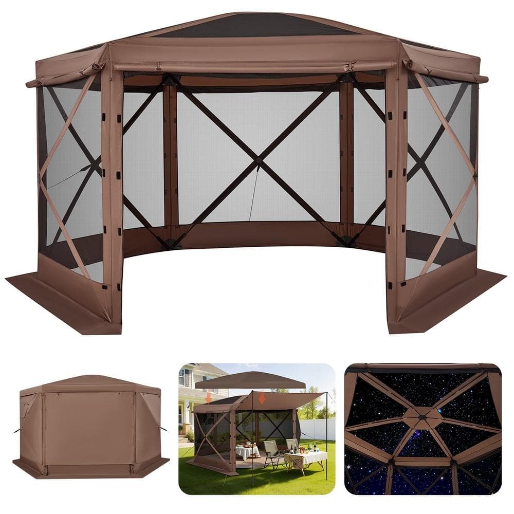 SKONYON 6-Sided Pop-Up Screen House Tent with Removable Top and