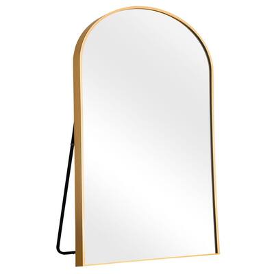 71 in. x 32 in. Modern Arch Metal Framed Gold Full-Length Floor Standing Mirror