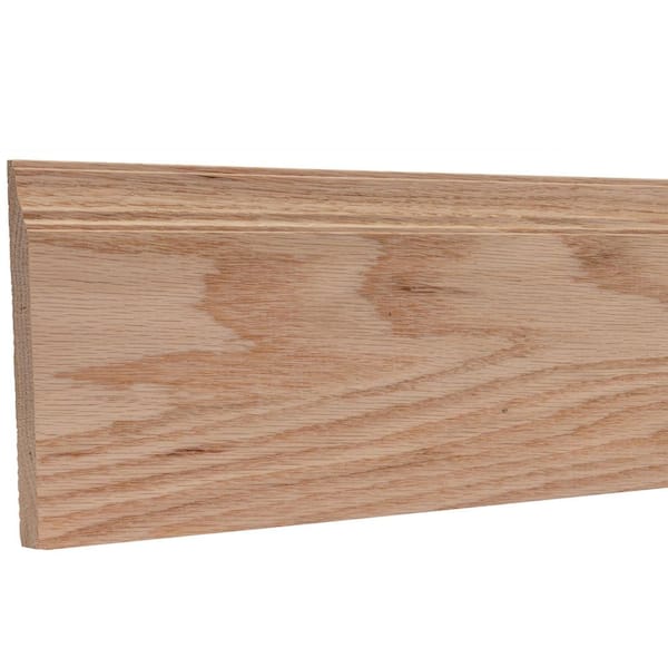 0.5625 in. D x 5.5 in. W x 92 in. L Unfinished Red Oak Wood Charlotte Base Moulding
