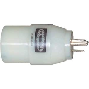 30 Amp 125-Volt White Twist Lock Female to 15 Amp 125-Volt Straight Blade Male Adapter