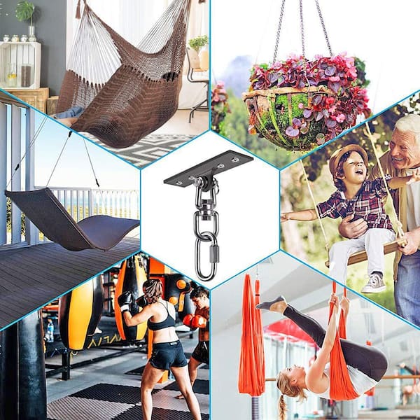 BeneLabel Hout/Beton Celing Hanger Hangmat Swing Opknoping Schroef Bout 180° Draaibare Hardware Set voor Indoor Outdoor Speeltuin Stoel Yoga Touw Ponsen Zakken, 1600 lbs