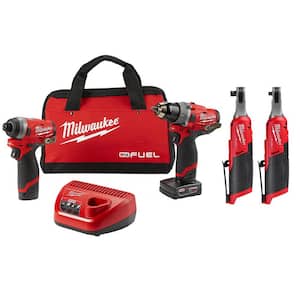 M12 FUEL 12-Volt Lithium-Ion Brushless Cordless Combo Kit (2-Tool) with (1) 3/8 in. and (1) 1/4 in. High Speed Ratchet
