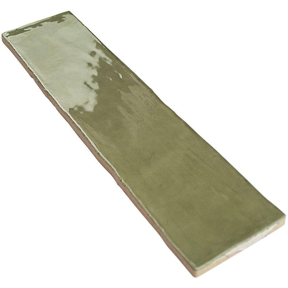 Messi 3" x 12" Polished Green Ceramic Subway Wall Tile