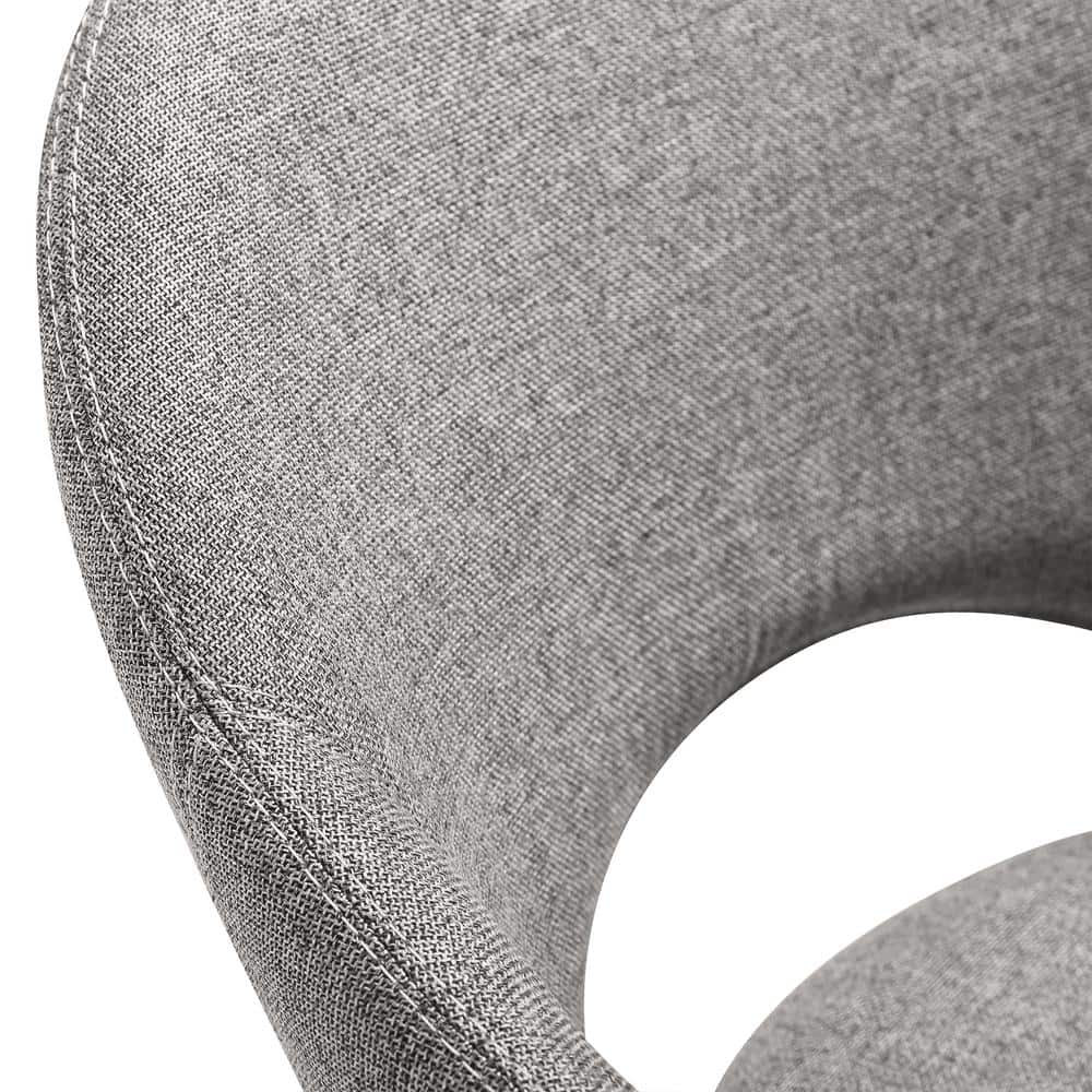Gray Upholstered Swivel Side Chair with Black Metal Legs