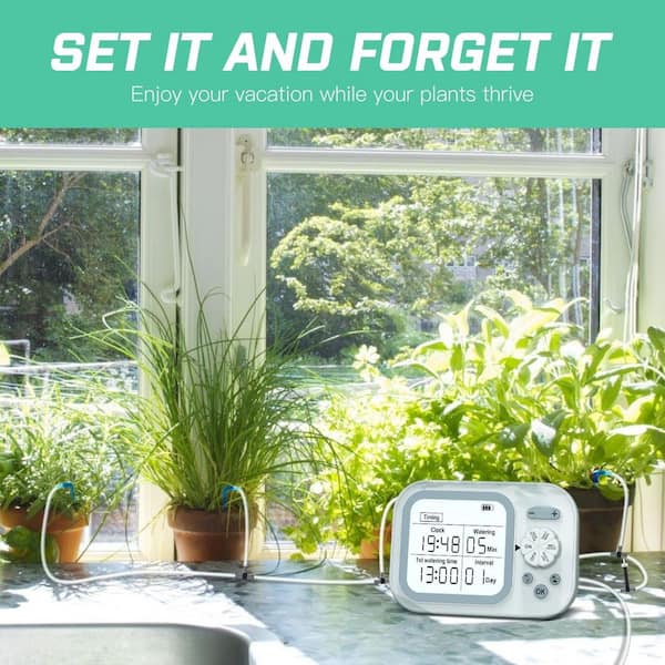 Plastic Automatic Plant Watering Drip System with Smart Humidity Detection and Programmable Timer for Garden (1-Pack)