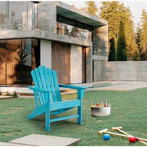 Classic Blue Plastic Adirondack Chair for Outdoor Garden Porch Patio Deck Backyard