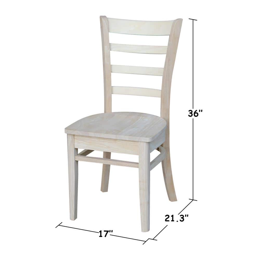 Set of 2 White High Ladderback Wood Side Chairs