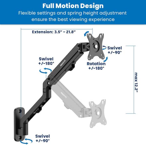 COUNTERBALANCE MONITOR DESK MOUNT2画面アーム mount-it! Counterbalance Monitor Arm for Wall and Pole Mounting