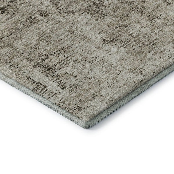 Mayfield Premium Machine Washable Abstract AMF953 Beige 8 ft. x 8 ft. Round Rug