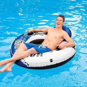 River Run II 2-Person Round Vinyl Inflatable Pool Tube Float and 2-Single Water Rafts