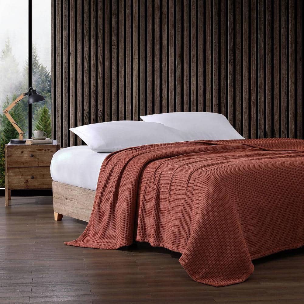 Full Organic Cotton Knitted Reversible Waffle Blanket