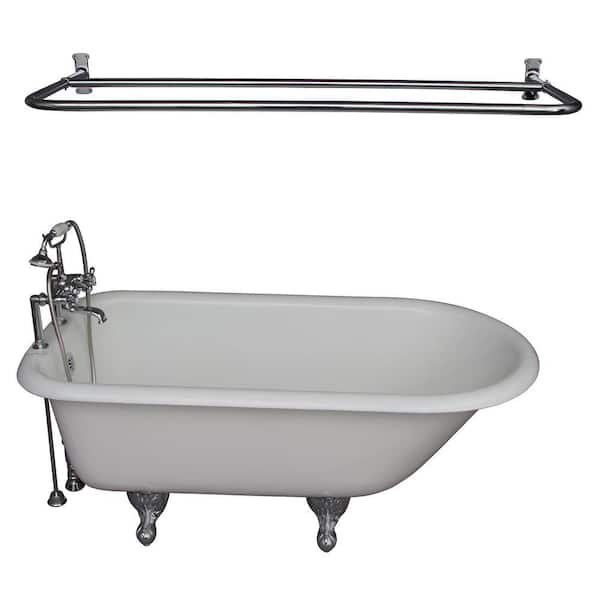 Barclay Products 5.6 ft. Cast Iron Roll Top Bathtub Kit in White with Polished Chrome Accessories
