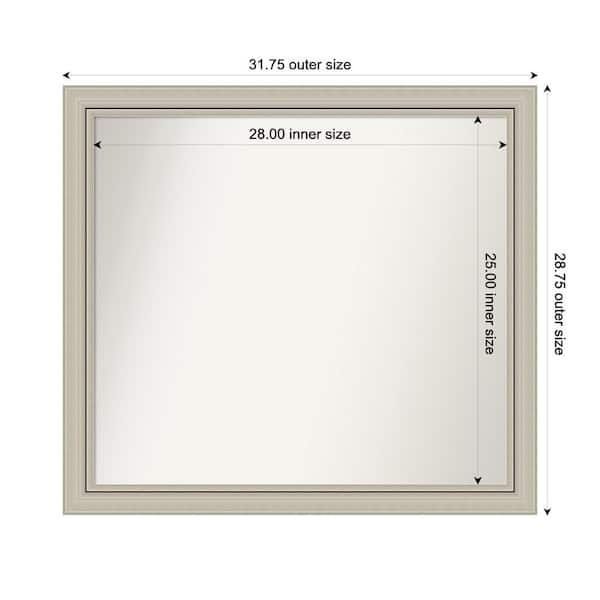 Amanti Art Romano Silver Narrow 31.75 in. x 28.75 in. Custom Non-Beveled Wood Framed Bathroom Vanity Wall Mirror