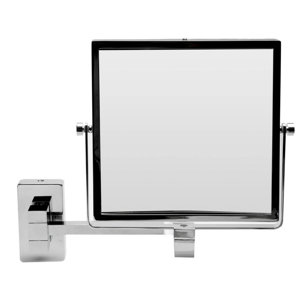 Polished Chrome 8" Square Wall-Mounted Dual Magnification Mirror